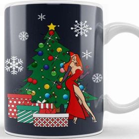 Baskı Dükkanı Jessica Rabbit Around The Christmas Tree Porselen Beyaz Kupa Bardak