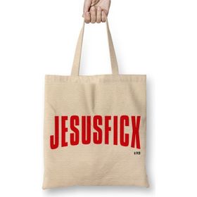 Baskı Dükkanı Jesuscx Jesus Fique Bez Uzun Saplı Krem Rengi Çanta