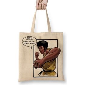 Baskı Dükkanı Jim Kelly Comic Bez Uzun Saplı Krem Rengi Çanta