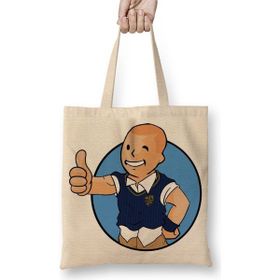 Baskı Dükkanı Jimmy Hopkins Vault Boy Bez Uzun Saplı Krem Rengi Çanta