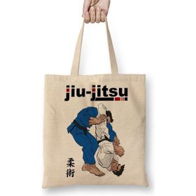 Baskı Dükkanı Jiu Jitsu Bez Uzun Saplı Krem Rengi Çanta