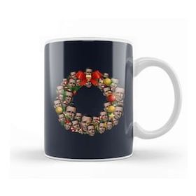 Baskı Dükkanı John Mcclane Die Hard Multiface Christmas Wreath Porselen Beyaz Kupa Bardak