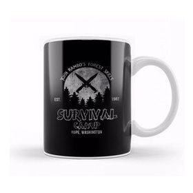 Baskı Dükkanı John Rambo Forest Skills Survival Camp First Blood Porselen Beyaz Kupa Bardak