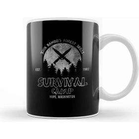 Baskı Dükkanı John Rambo Forest Skills Survival Camp First Blood Porselen Beyaz Kupa Bardak