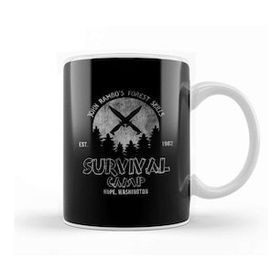 Baskı Dükkanı John Rambo Forest Skills Survival Camp First Blood Porselen Beyaz Kupa Bardak