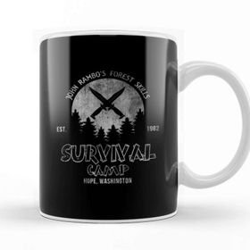 Baskı Dükkanı John Rambo Forest Skills Survival Camp First Blood Porselen Beyaz Kupa Bardak