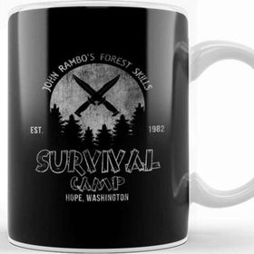 Baskı Dükkanı John Rambo Forest Skills Survival Camp First Blood Porselen Beyaz Kupa Bardak