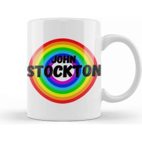 Baskı Dükkanı John Stockton Basketball Gifts Vintage Retro Rainbow Quotes For Boys And Dad Porselen Beyaz Kupa Bardak