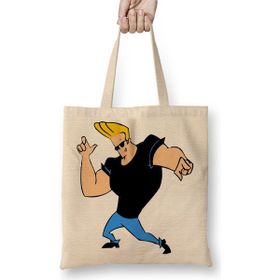 Baskı Dükkanı Johnny Bravo 01 Bez Uzun Saplı Krem Rengi Çanta