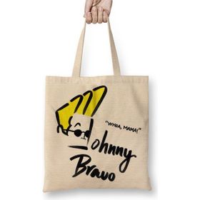 Baskı Dükkanı Johnny Bravo Bez Uzun Saplı Krem Rengi Çanta
