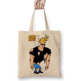 Baskı Dükkanı Johnny Bravo Bez Uzun Saplı Krem Rengi Çanta