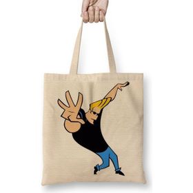 Baskı Dükkanı Johnny Bravo Bez Uzun Saplı Krem Rengi Çanta