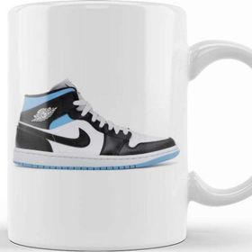 Baskı Dükkanı Jordan 1 Mid University Black White Kupa