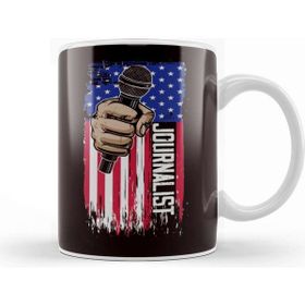 Baskı Dükkanı Journalist Us American Flag Journalism Reporter Author Media Kupa Bardak