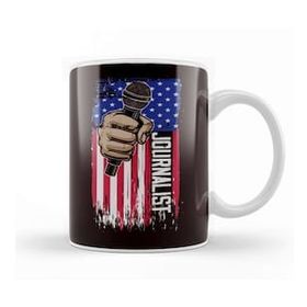 Baskı Dükkanı Journalist Us American Flag Journalism Reporter Author Media Kupa Bardak