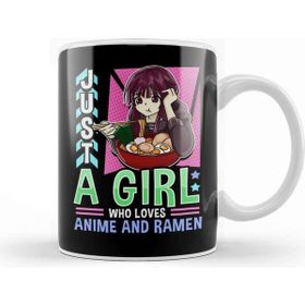 Baskı Dükkanı Just a Girl Who Loves Anime and Ramen Funny Foodie Kupa