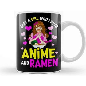 Baskı Dükkanı Just a Girl Who Loves Anime and Ramen Funny Foodie Kupa