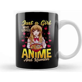 Baskı Dükkanı Just a Girl Who Loves Anime and Ramen Funny Foodie Kupa