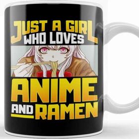 Baskı Dükkanı Just a Girl Who Loves Anime and Ramen Funny Foodie Kupa
