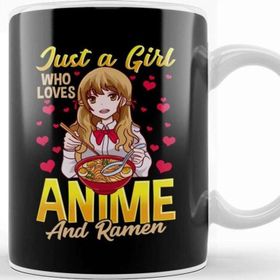 Baskı Dükkanı Just a Girl Who Loves Anime and Ramen Funny Foodie Kupa