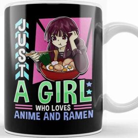 Baskı Dükkanı Just a Girl Who Loves Anime and Ramen Funny Foodie Kupa
