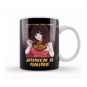 Baskı Dükkanı Just a Girl Who Loves Anime and Ramen Kupa