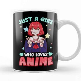 Baskı Dükkanı Just a Girl Who Loves Anime Cute Japanese Kawaii Kupa