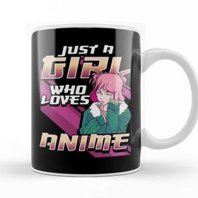 Baskı Dükkanı Just a Girl Who Loves Anime Kawaii Manga Girl Kupa
