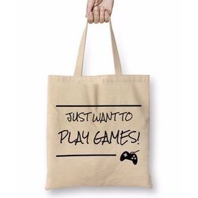 Baskı Dükkanı Just Want to Play Games Bez Çanta