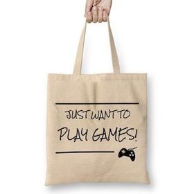 Baskı Dükkanı Just Want to Play Games Bez Çanta