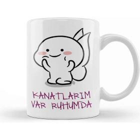 Baskı Dükkanı Kanatlarım Var Ruhumda Komik Kupa