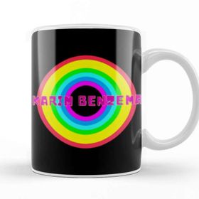 Baskı Dükkanı Karim Benzema Ballon D'or The Best Player In The World 2021 Vintage Retro Rainbow Style Kupa