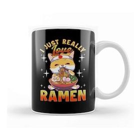 Baskı Dükkanı Kawaii Cat I Just Really Love Ramen Anime Kitty Kupa