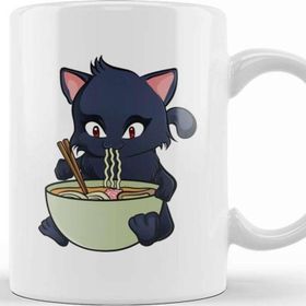 Baskı Dükkanı Kawaii Cat Ramen Anime Kitty Kupa