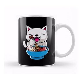 Baskı Dükkanı Kawaii Cat Ramen Bowl Funny Anime Noodles Kitty Kupa