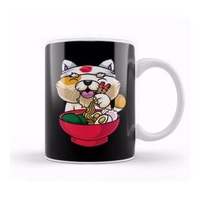 Baskı Dükkanı Kawaii Cat Ramen Bowl Funny Anime Noodles Kitty Kupa