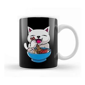 Baskı Dükkanı Kawaii Cat Ramen Bowl Funny Anime Noodles Kitty Kupa