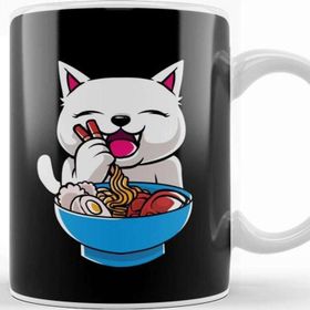 Baskı Dükkanı Kawaii Cat Ramen Bowl Funny Anime Noodles Kitty Kupa