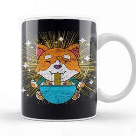 Baskı Dükkanı Kawaii Cute Anime Shiba Inu Dog Otaku Japanese Ramen Noodles Kupa