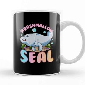 Baskı Dükkanı Kawaii Cute Funny Manatees The Marshmallow Seal Ocean Porselen Beyaz Kupa Bardak