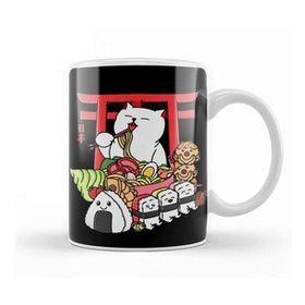 Baskı Dükkanı Kawaii Japanese Food Cat Kupa