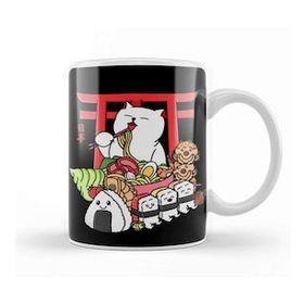 Baskı Dükkanı Kawaii Japanese Food Cat Kupa