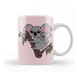 Baskı Dükkanı Kawaii Koalas Mother And Baby Mothers Day Porselen Beyaz Kupa Bardak