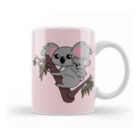 Baskı Dükkanı Kawaii Koalas Mother And Baby Mothers Day Porselen Beyaz Kupa Bardak