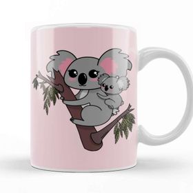 Baskı Dükkanı Kawaii Koalas Mother And Baby Mothers Day Porselen Beyaz Kupa Bardak