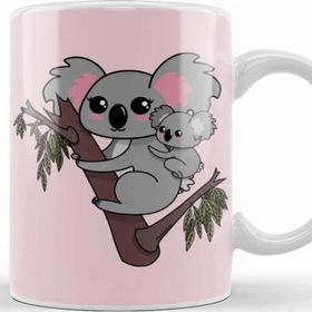 Baskı Dükkanı Kawaii Koalas Mother And Baby Mothers Day Porselen Beyaz Kupa Bardak