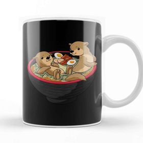 Baskı Dükkanı Kawaii Otter Japanese Ramen Noodles Soup Otter Lover Kupa