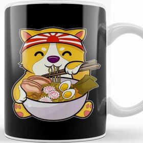 Baskı Dükkanı Kawaii Puppy Ramen Bowl Funny Anime Noodles Dog Kupa