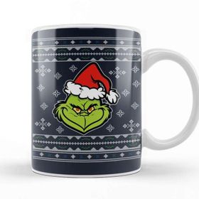 Baskı Dükkanı KB029744 Dr Seuss The Grinch Christmas Knit Pattern Kupa Bardak