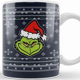 Baskı Dükkanı KB029744 Dr Seuss The Grinch Christmas Knit Pattern Kupa Bardak